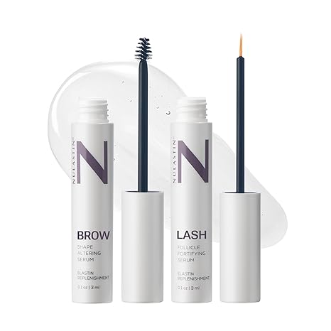 NULASTIN Eyelash Serum & Brow Serum - Lash & Brow Dual System - Eyebrow & Eyelash Enhancing Serums with Keratin & Peptides for Fuller Looking Lashes & Brows (2 Count, 0.1 Fl Oz Each)